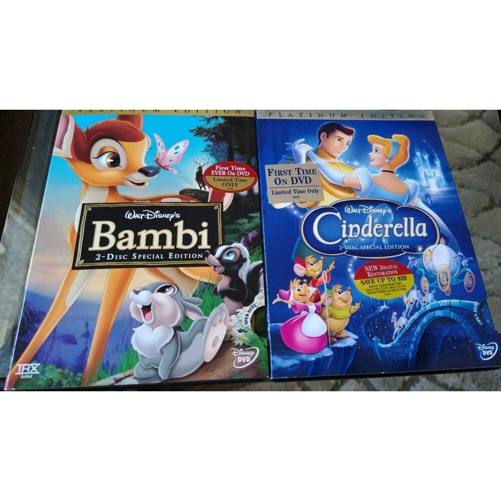 2 Walt Disney's DVD Platinum Edition Bambi & Cinderella 2 Disc Special Edition